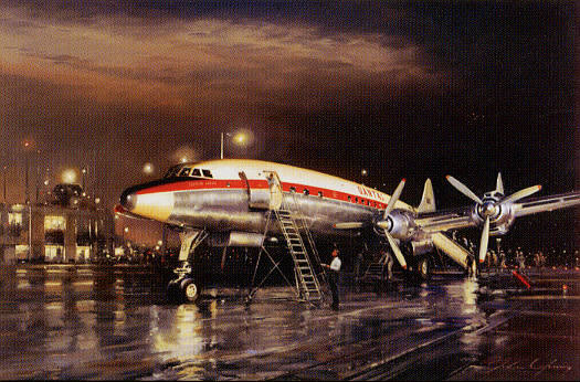 "Night Departure" - John Young - Lockheed 1049G Super Constellation Art